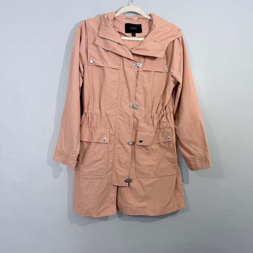 J.Crew Lightweight Utility Parka Jacket Clip Lock,Anorak, Blush Pink, cotton XS